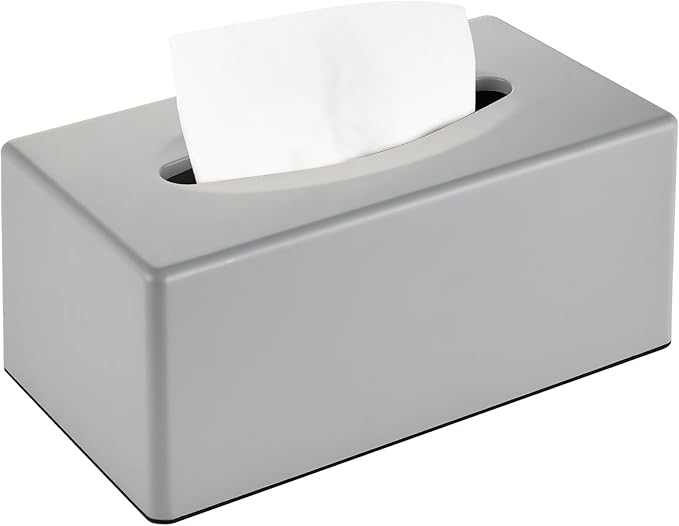 Tissue Box Cover, Rectangular Facial Tissue Holder with Bottom, Decorative Storage Box for Bathroom Vanity, Toilet Tank, Car, Dressers, Night Stand, Rv, Parlors and Offices - Grey