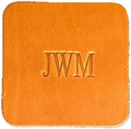 Ox & Pine Personalized Leather Coaster - Sold Individually or in Sets of 4 - Customize Inscription - 100% Full-Grain Leather – 4" Round or 4" Square (Square, Harvest, 1 Individual Coaster)