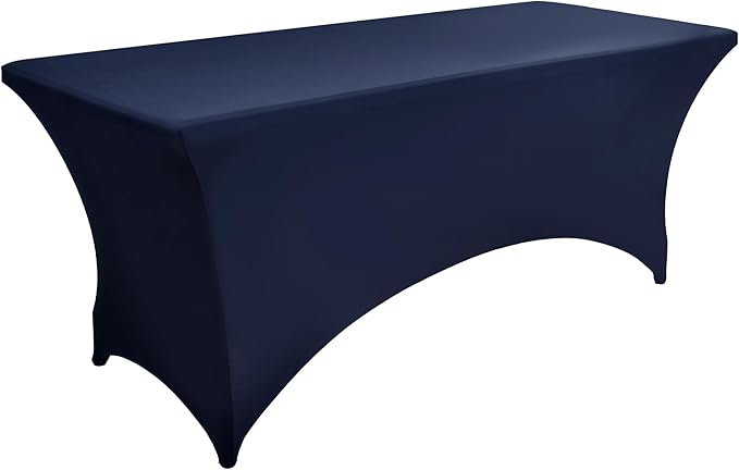 10-Pack 6ft Spandex Table Covers for Rectangle Standard Folding Tables - Wrinkle Resistant Stretch Tablecloths - Ultimate Fitted Table Protector for Parties, Banquet, Wedding