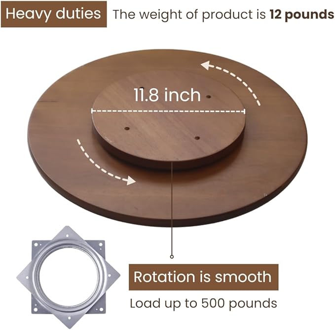 CONMEOCON- 22" Wooden Large Lazy Susan for Table Top with Premium Rubber Wood Sturdy and Good Craftsmanship, Large Charcuterie Board for The Party and Dining Table