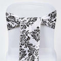 Efavormart 5 Pack | Black/White Taffeta Damask Flocking Chair Tie Bow Sashes by efavormart