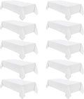 VidaFete Tablecloth 60 * 120inch 10 Pack Rectangle Table Cloth Polyester, Stain Wrinkle Resistant Dining Table Cover for Kitchen Dinning Party Wedding Rectangular Tabletop Buffet Decoration(White)