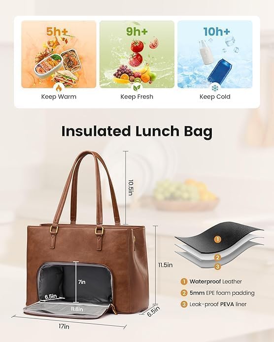 LOVEVOOK Lunch Tote Bag for Women, 3 in 1 Work Bag - Image 8