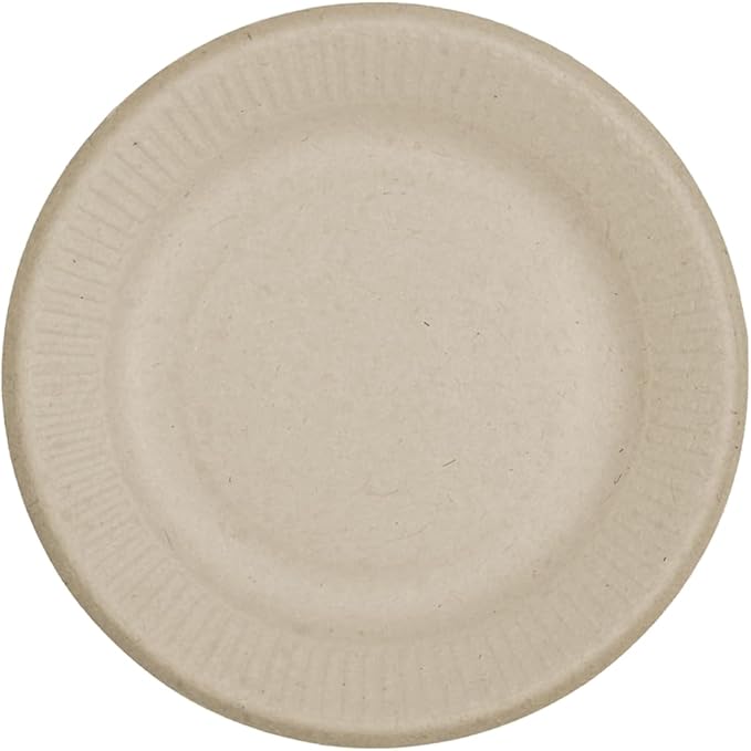 World Centric Compostable Plates 6" - Unbleached Plant Fiber. Grease Resistant - 250 Pack