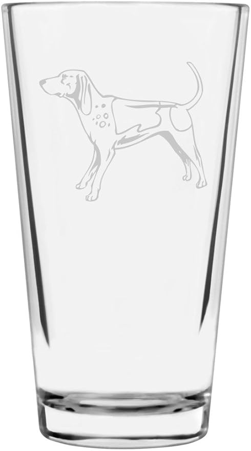 English Coonhound (Redtick) Dog Themed Etched All Purpose 16oz Pint Glass