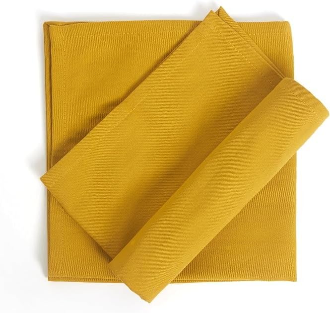 Accent Home 100% Cotton Napkins, Delicate Cloth Napkins for Dinners, Parties and Weddings，18 x 18 Inch Set of 12 - Mustard