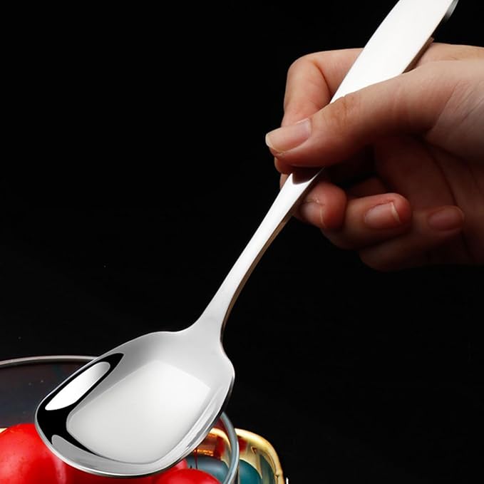 Square Head Spoons, Korean style Square Sugar Spoon,Thick Heavy Stainless Steel Soup Spoon Table Spoons Flat Square Spoon,7 Inch,Set of 8.