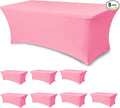 Table Cover for 6 Foot Rectangle Tables-8 Pack Pink Fitted Stretch Tablecloth-Elastic Spandex Tablecloths for Party, Wedding, Vendor Booth Display, Banquet Buffet Event, Craft Trade Show