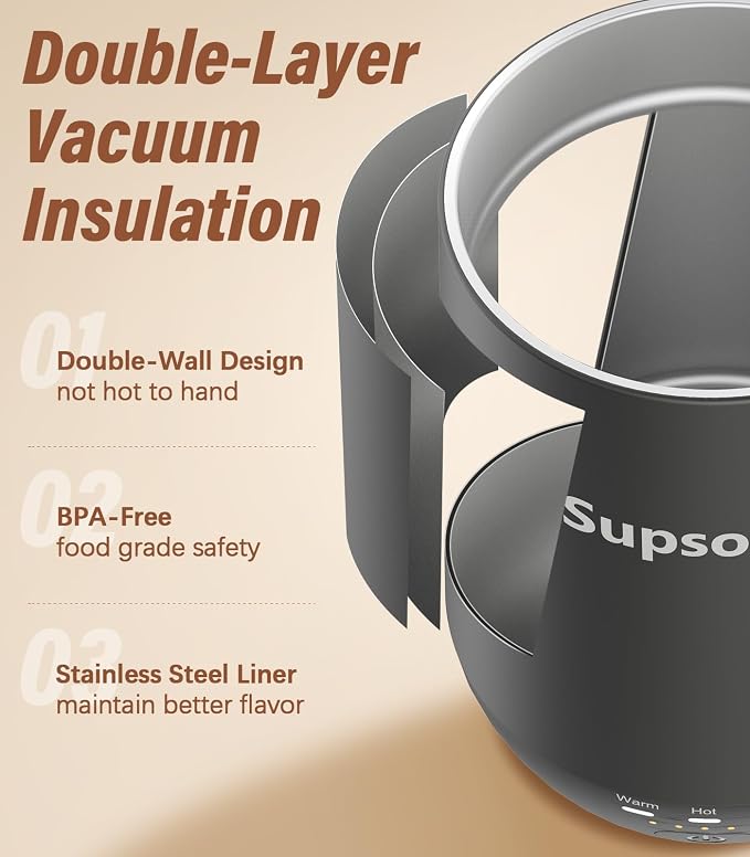 Supsonic - 16oz Self Heating Coffee Mug, Smart Heated Coffee Mug Faster - Image 6