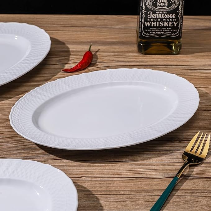 7.8 x 10.5 Inch Oval Porcelain Dessert Plates Set of 4, Small Dinner Plates - Image 5