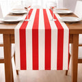 Folkulture Fall Table Runner 72 Inches Long | White & Red Vertical Striped | by FOLKULTURE