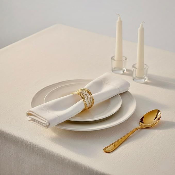 Napkin Rings, Metal Gold Round Napkin Rings Buckles for Table Decorations, Wedding, Dinner, Party, Set of 12