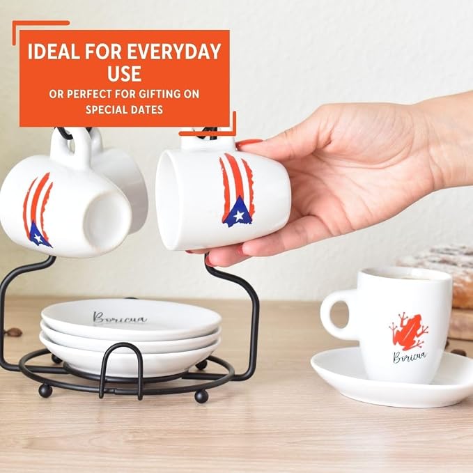 IMUSA 8 Piece Stoneware 3 Oz Boricua Espresso Coffee Set - Image 7