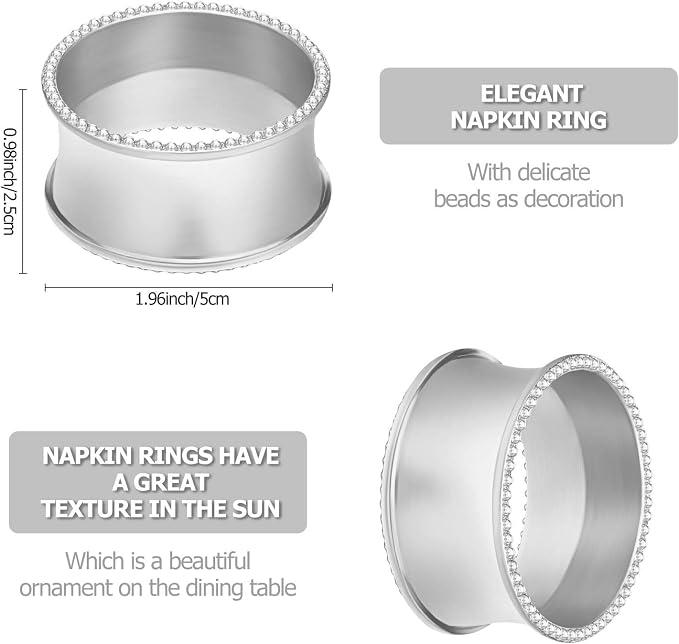 Hotop 8 Pcs Silver Napkin Rings Set Metal Napkin Holder Rings | Holiday - Image 5