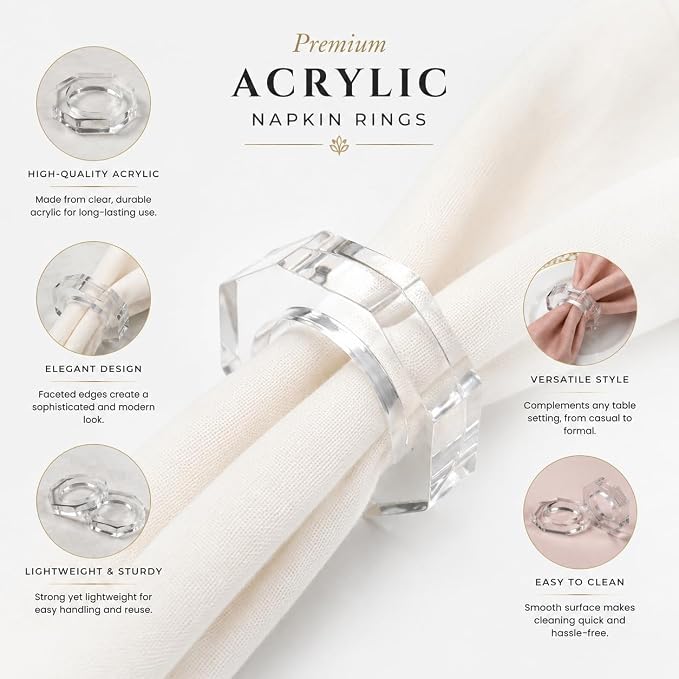 ALPHA Living HOME Acrylic Napkin Rings Set of 12 - Image 5