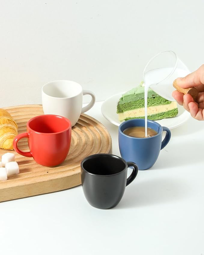 HASENSE 3 OZ Espresso Cups, Ceramic Demitasse Cups Set of 4 - Image 5