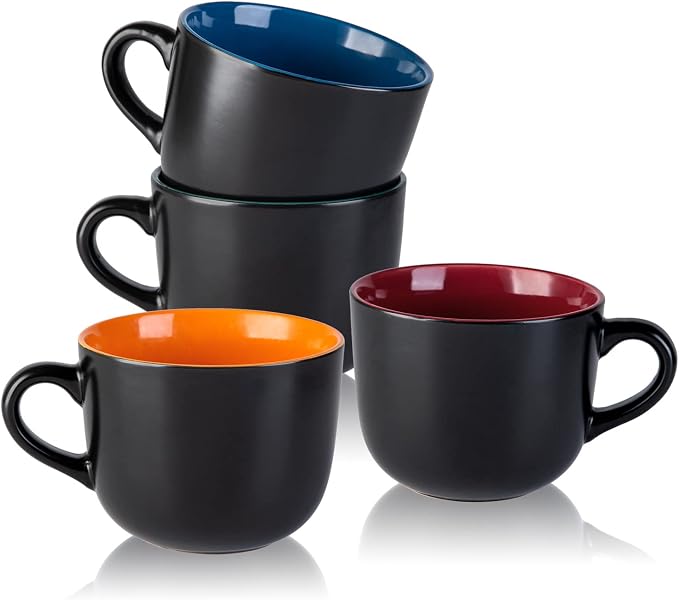 AmorArc 24 oz Soup Mugs with Handles, Jumbo Ceramic Bowls Mugs Set with handles by AmorArc