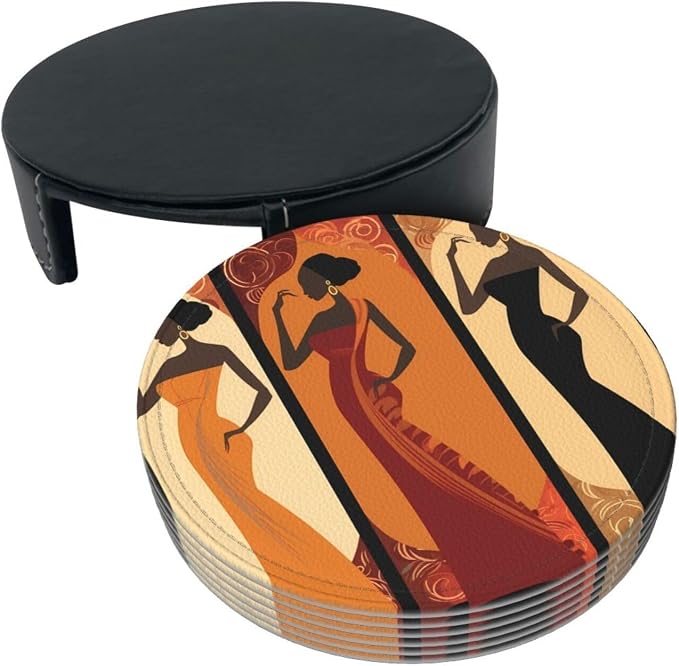 Women Leather Coasters Set of 6 - Image 8