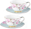 KAMMAK Tea Cups Set of 2, Ceramic Floral Pattern Demitasse Cup | Porcelain by KAMMAK