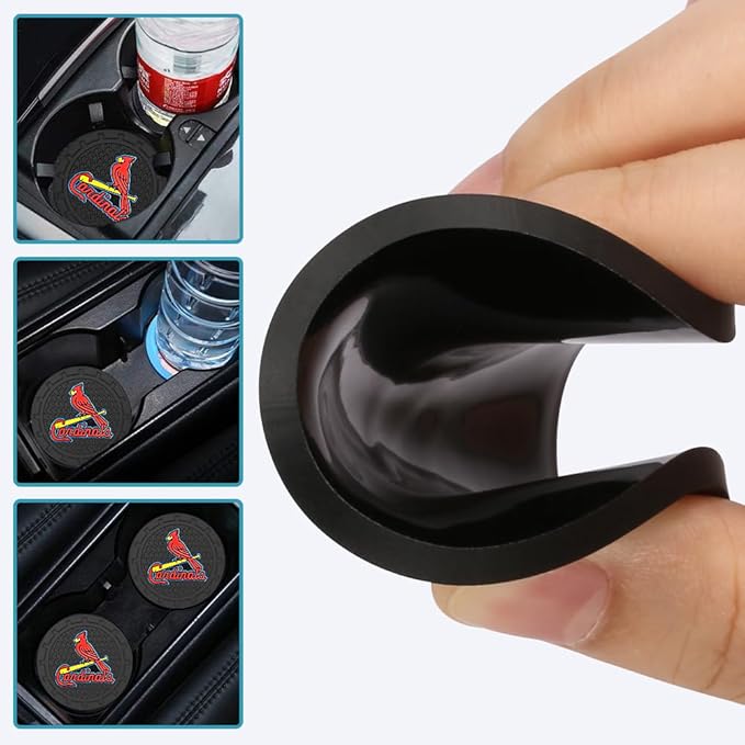 Silicone Cardinals Car Cup Holder Coasters,Baseball Fans Car Coasters for St. Louis Cardinals Fans, Non-Slip Universal Fit Cup Holder Insert