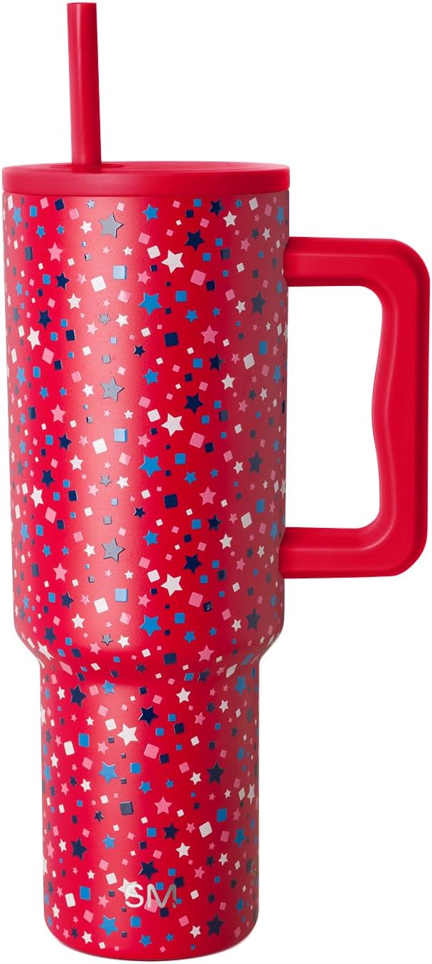 Simple Modern Tumbler with Handle and Straw | 40oz | Stars | Trek Tumbler by Unknown