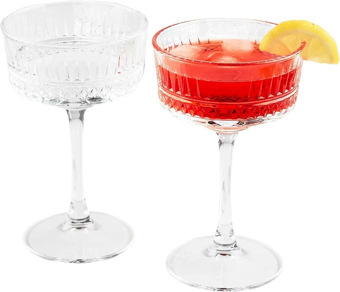 Vintage Coupe Glasses Set of 4, Wine Glasses, Long Stem Glassware - Image 7