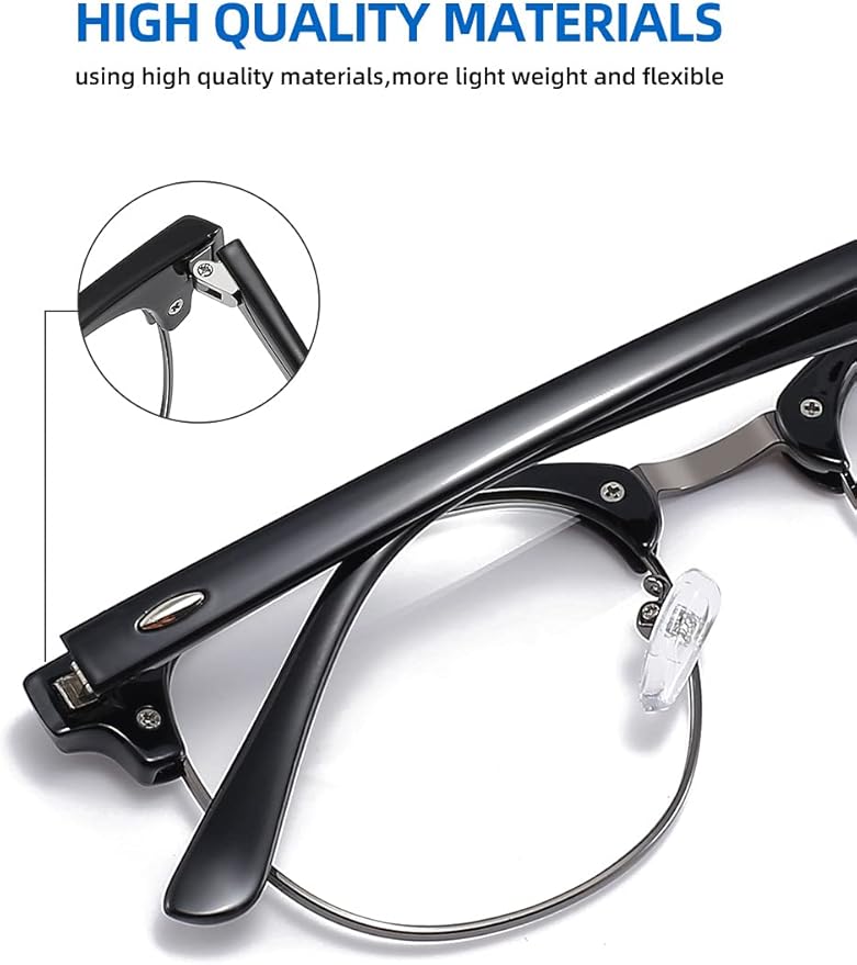 SOAR&EAGLE 3 Pack Blue Light Blocking Glasses,Computer Gaming Glasses,Retro Semi Rimless UV400 Clear Lens Computer Eyewear