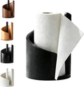 Mountain Paper Towel Holder Countertop, 2026 Upgrade 100% Natural Mango Wood Round Base and Iron Holder, Wooden Paper Towel Holder for Kitchen Roll Organize Dining Table Home Decor (Black)