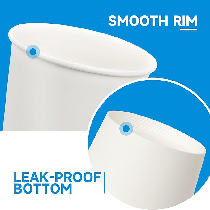 RACETOP 8 oz 1000 Pack Disposable Paper Coffee Cups, Paper Cups 8 oz Disposable, Ideal for Party, Home, Office