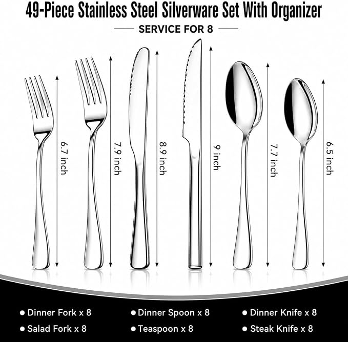 49-Piece Stainless Steel Silverware Set - Image 2