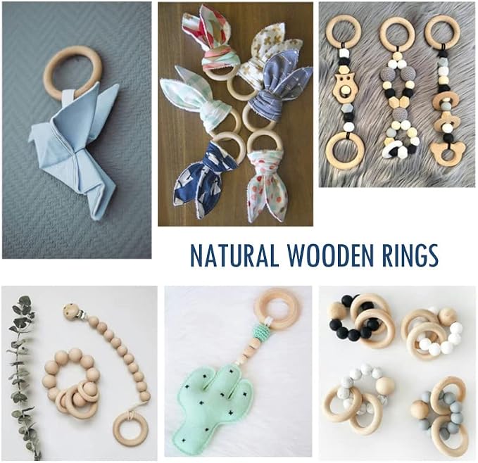 50 PCS Unfinished Wooden Rings for Crafts, Natural Wood Rings for DIY Without - Image 6