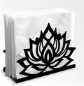 Lotus Flower Decorative Black Metal Napkin Holder for Table, 5.3" x 4.1" x 2" Floral Standing Napkin Holder for Home Kitchen Restaurant Picnic Party Coffee Bar Dining Room