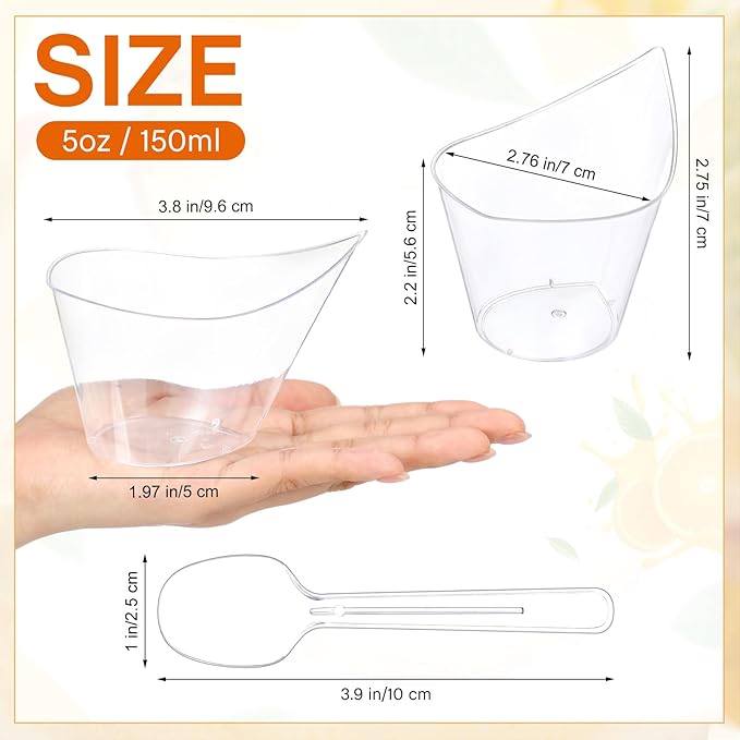 250 Pack Clear Plastic Dessert Cups with Tasting Spoons, Appetizer Cups Yogurt Parfait Bowls with Spoons for Party Supplies Catering Chocolate Desserts Buffet Food Display (5 oz)