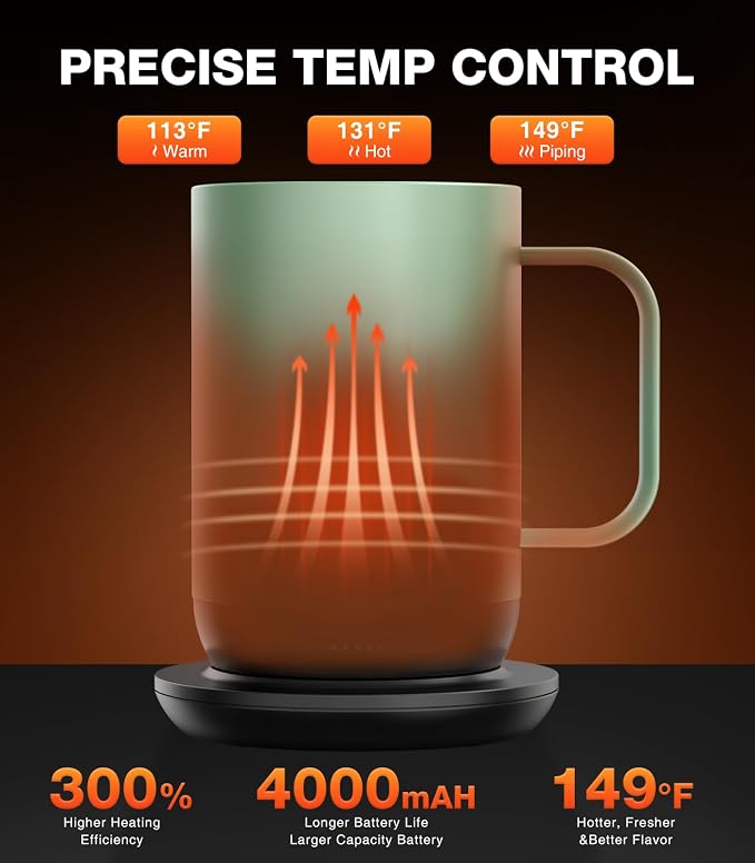 Kepwam Self-Heating Coffee Mug T1, 16oz Rechargeable Heated Coffee Mug - Image 2