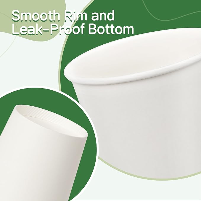 Paper Coffee Cups, 8 oz, 400 Pack | White disposable paper hot coffee cups - Image 8