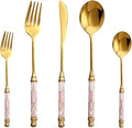 40-piece Silverware Set With Ceramic Handle, Premium Food Grade Stainless Steel Flatware Sets, Mirror Polished Cutlery Set, Dishwasher Safe (for 8 People) (40pcs, pink)