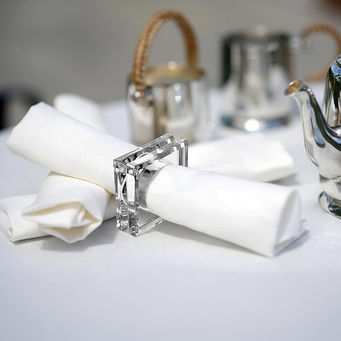 Set of 12 Heavy Crystal Glass Napkin Rings, Bridal Shower, Engagement Party & - Image 3