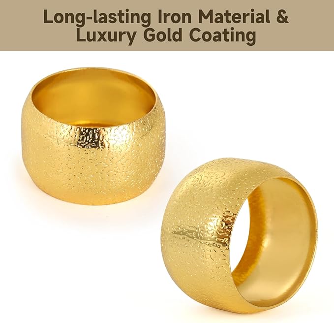 24 Pcs Gold Napkin Rings, Metal Napkin Ring Holders Set, Iron Napkin Rings with Electroplated Finish, 1.81 in, Modern Decorative Table Setting for Parties, Banquets, Dinners (24Pcs)