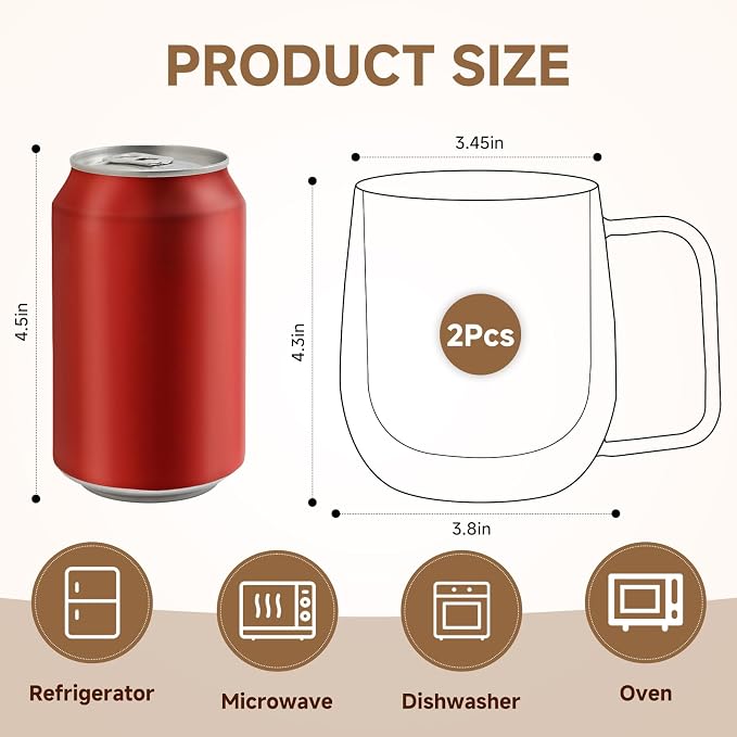 Aurzen 2 Pack Double Walled Glass Coffee Mugs - Image 4