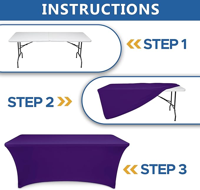 Fitted Stretch Table Cover for 6 ft Rectangle Tables-6 Pack Dark Purple Spandex Tablecloth-Elastic Folding Tablecloths for Party, Vendor Booth Display, Banquet Buffet Event, Craft Trade Show