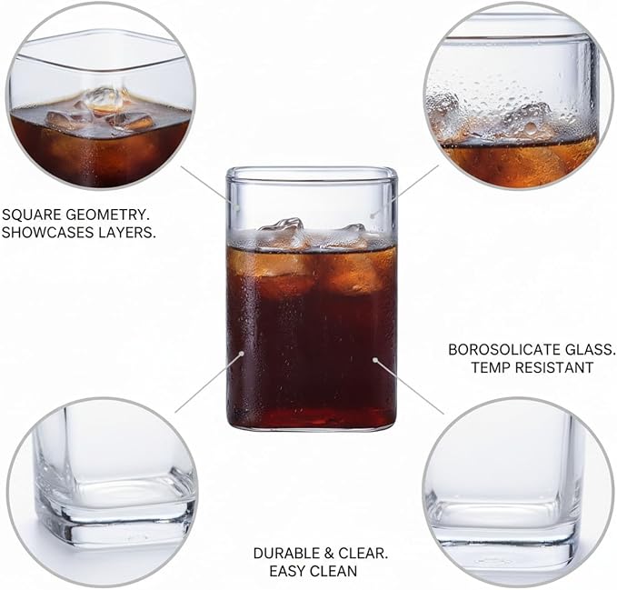 Drinking Cup Square Borosilicate Glass Tumbler Handleless Design - Image 6