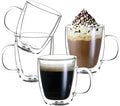 Wlasss Double Wall Insulated Glass Coffee Mugs set of 4-13 oz Clear Hand Blown by WlasssLightweightGlasswareMakingLifeEasier