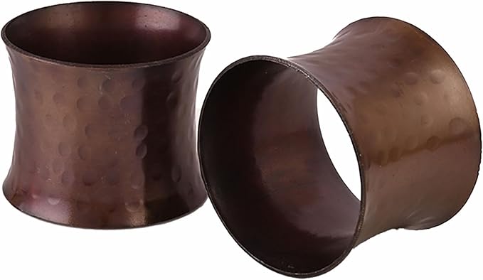 Bronze Napkin Rings, Napkin Ring Set of 12, Napkin Holders for Dining Table Settings Thanksgiving Metal Serviette Ring Rustic Table Décor for Weddings, Parties, and Everyday Use - CLEENTABLE