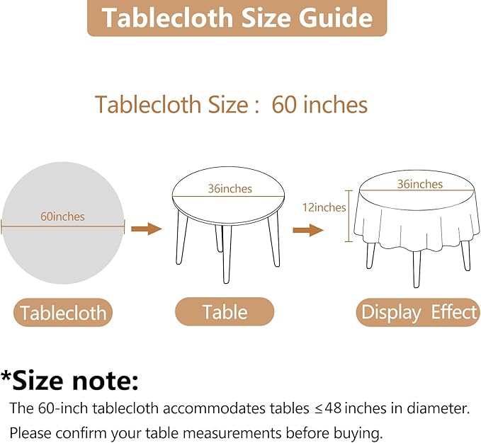 Fabric 60 Inch Grey Round Table Cloth Faux Linen Textured Stain Resistant & Reusable Circle Tablecloth Spill Proof for Dining Kitchen Patio