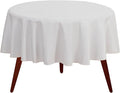 Gee Di Moda Round Tablecloth - 90 Inch White Round Table Cloth for 30 to 60 Inch Round Tables - Heavy Duty Washable Fabric - for Buffet Table, Holiday Party, Dinner, Wedding & Baby Shower