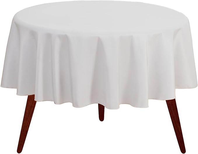 Gee Di Moda Round Tablecloth - 90 Inch White Round Table Cloth for 30 to 60 Inch Round Tables - Heavy Duty Washable Fabric - for Buffet Table, Holiday Party, Dinner, Wedding & Baby Shower