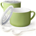 Soup Bowls with Handles & Spoons, 30oz Ceramic Ramen Bowl with Lid, Large Soup by Wareland