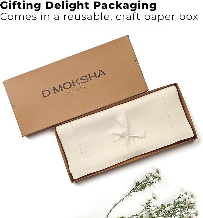 Signature Linen™ by D'Moksha Ivory Table Runner 60 Inches, 100% Pure Linen - Image 4