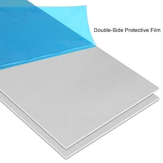 2Pack 6061 T651 Aluminum Sheet Metal 8 x 16 x 1/16 (0.06”) Inch Flat Plain Aluminum Plate Covered with Protective Film, Heat Treatable Rectangle 1.5mm Aluminum Metal Plate for Crafting, Industrial