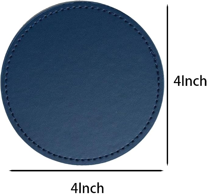 Set of 6 Leather Coasters, Round Coasters - Image 6